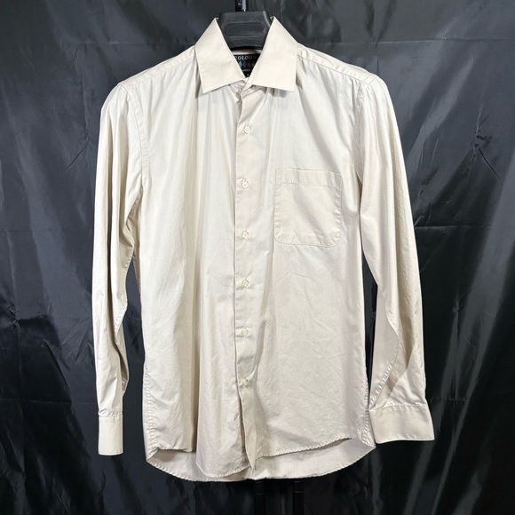Alexander Julian Men's Beige Dress Shirt Sz S 14-14 1/2 - Picture 2 of 10